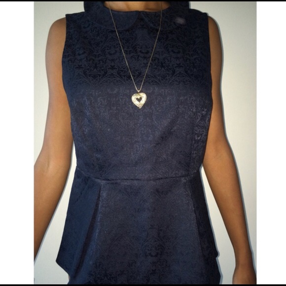 J.Crew Navy Blue Peplum Top blouse - Picture 1 of 3